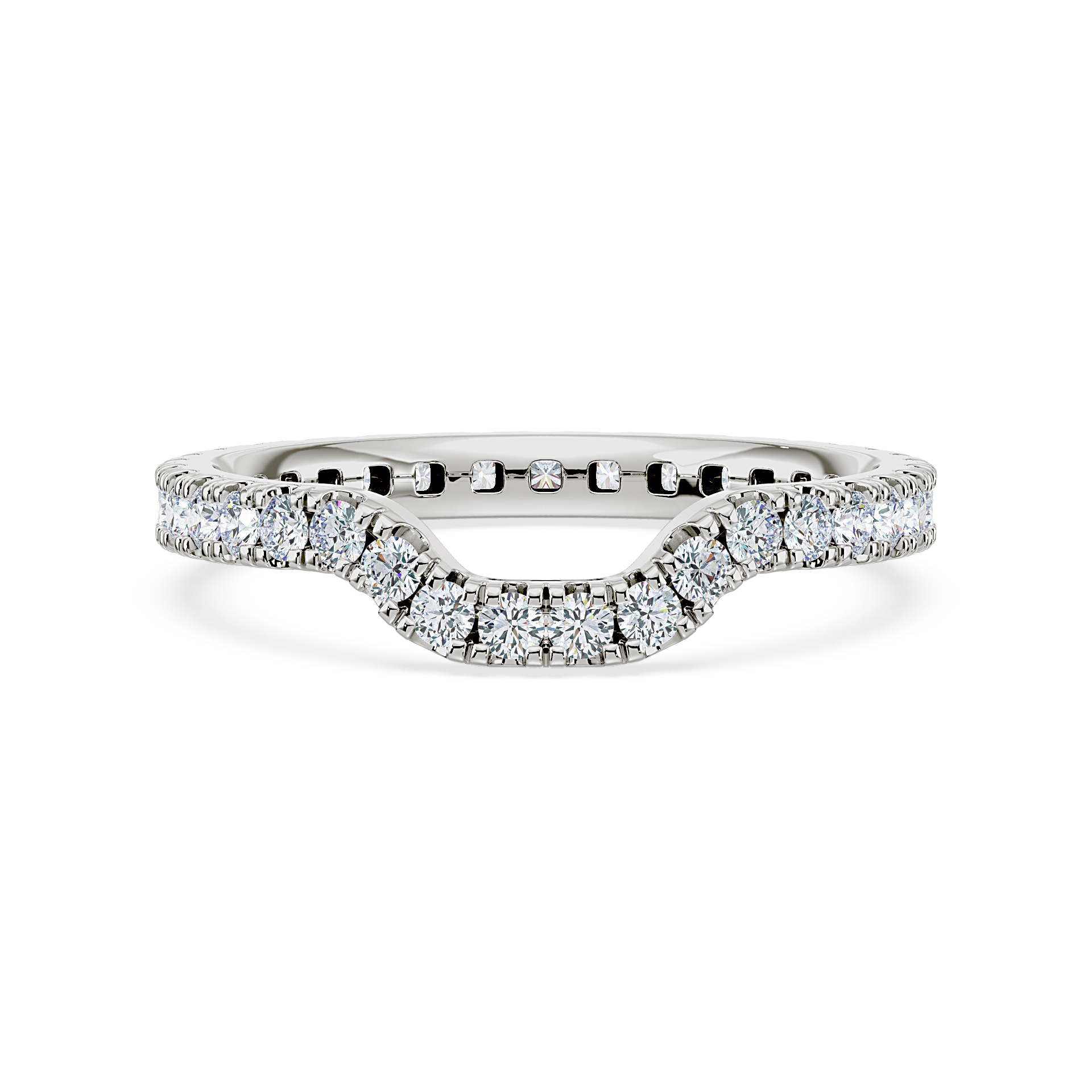Royal Asscher Platinum Round Cut 0.70cttw Diamond Half Shaped Wedding Band