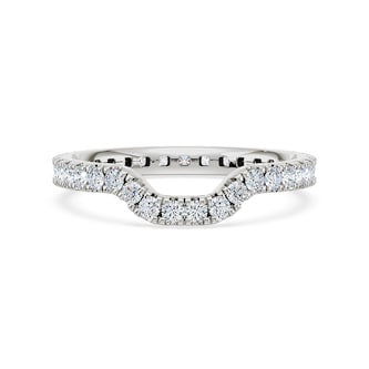 Royal Asscher Platinum Round Cut 0.70cttw Diamond Half Shaped Wedding Band