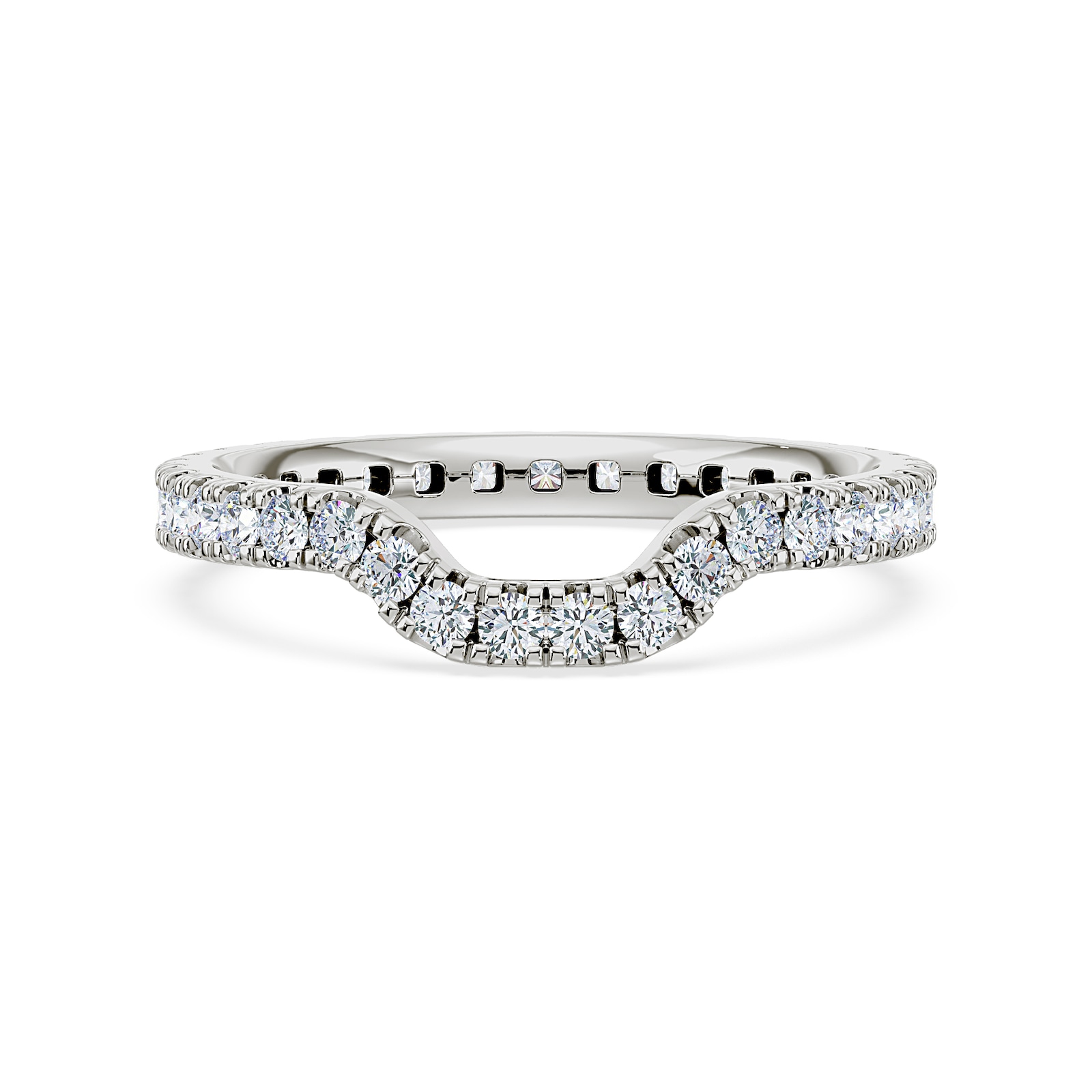 Royal Asscher Platinum Round Cut 0.70cttw Diamond Half Shaped Wedding Band