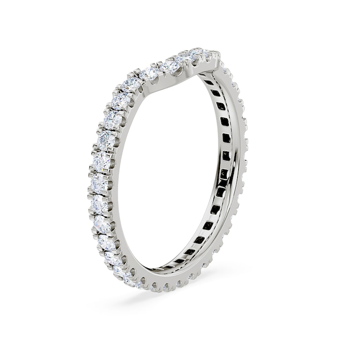 Royal Asscher Platinum Round Cut 0.70cttw Diamond Half Shaped Wedding Band