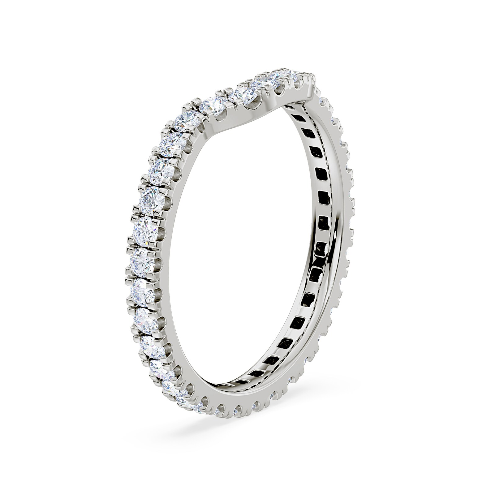 Royal Asscher Platinum Round Cut 0.70cttw Diamond Half Shaped Wedding Band