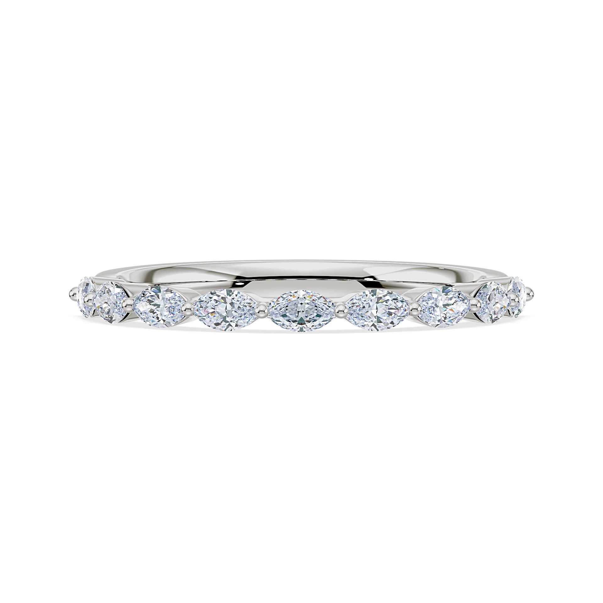 Royal Asscher Platinum Marquise Cut 0.52cttw Diamond Half Wedding Band