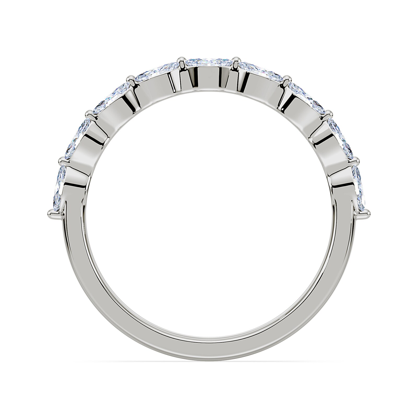 Royal Asscher Platinum Marquise Cut 0.52cttw Diamond Half Wedding Band