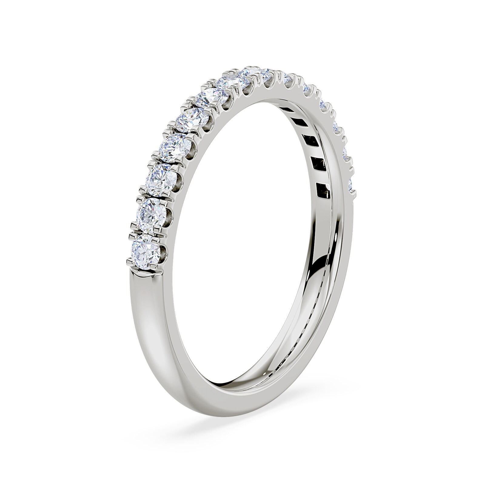 Royal Asscher Platinum Round Cut 0.41cttw Diamond Half Wedding Band