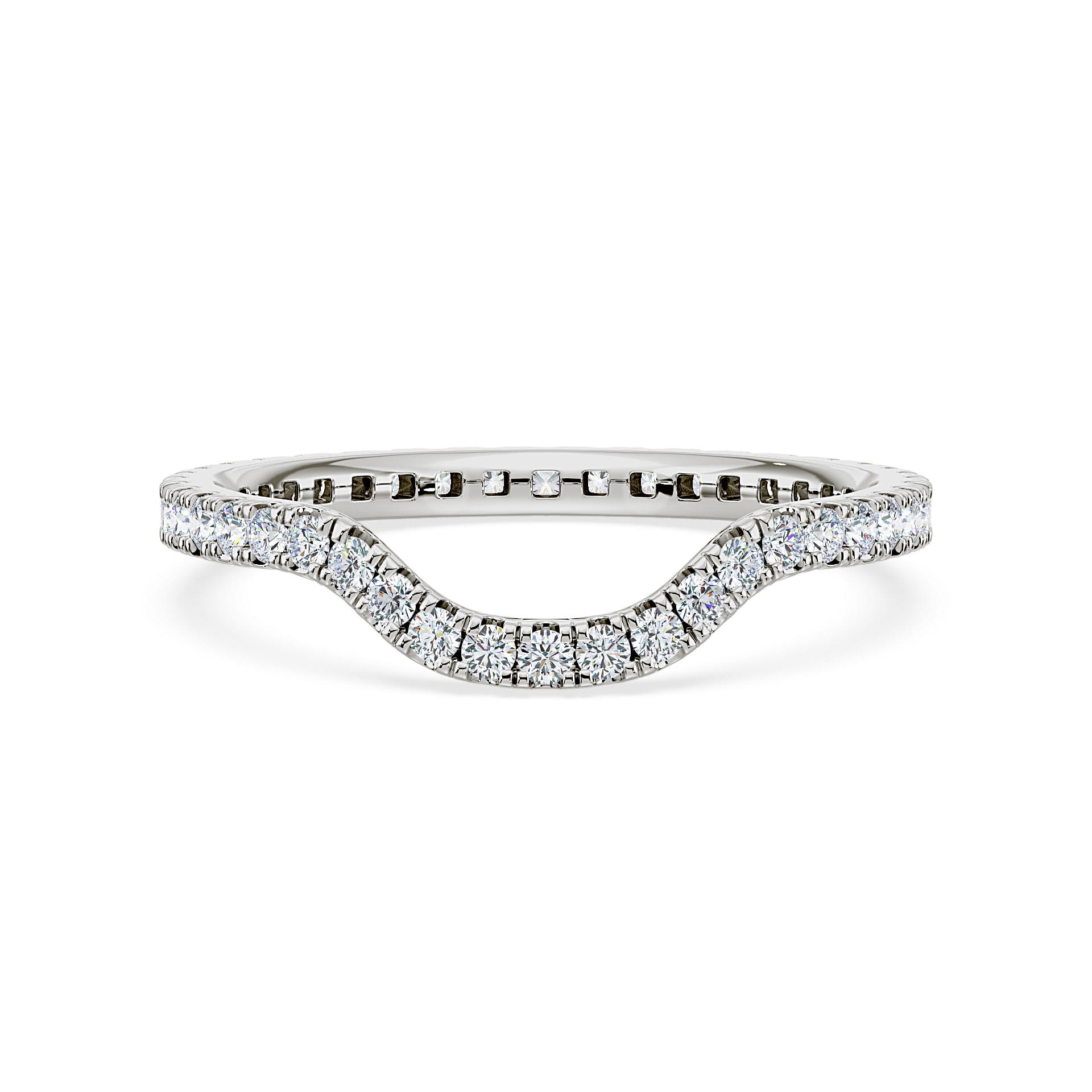Royal Asscher Platinum Round Cut 0.48cttw Diamond Full Shaped Wedding Band