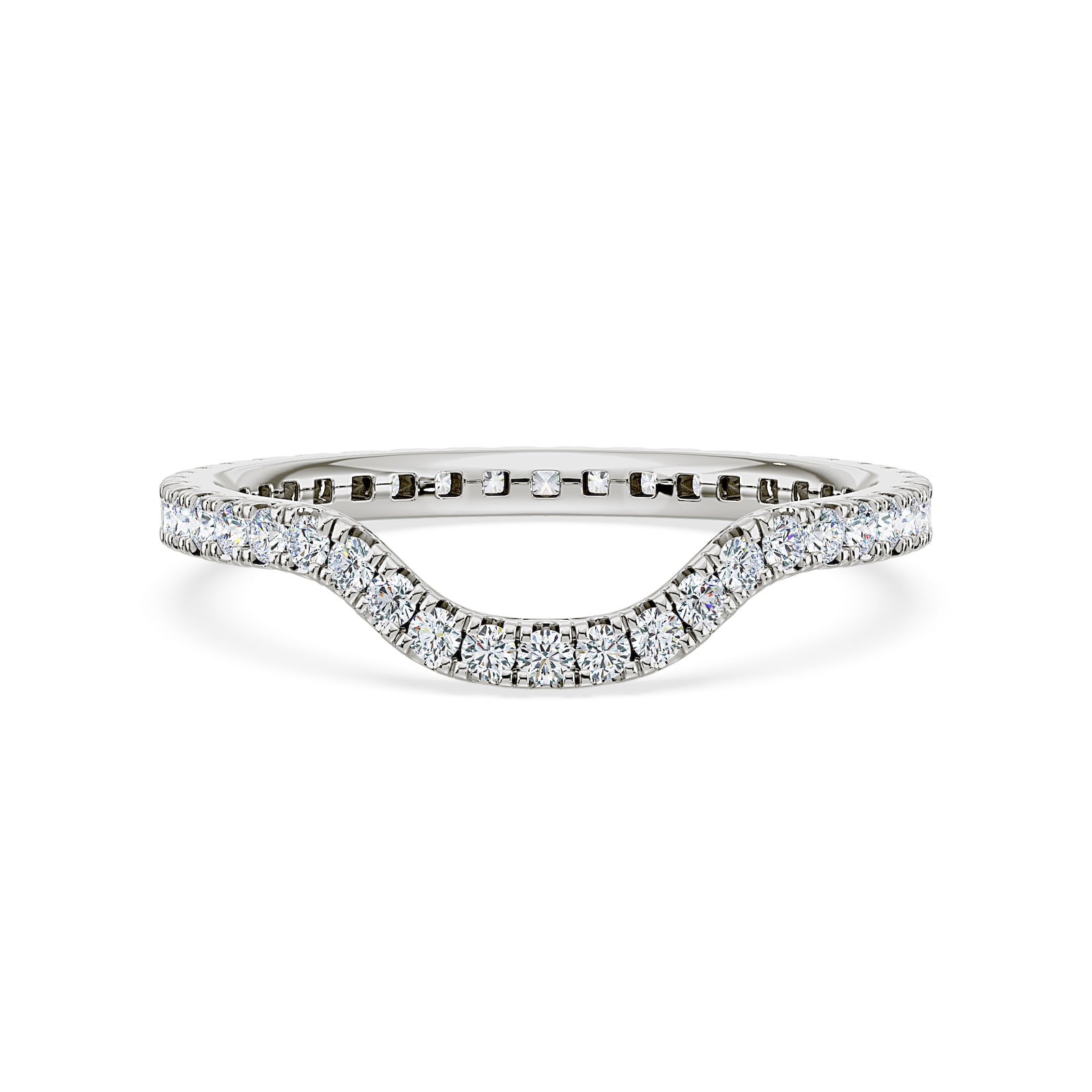 Royal Asscher Platinum Round Cut 0.48cttw Diamond Full Shaped Wedding Band