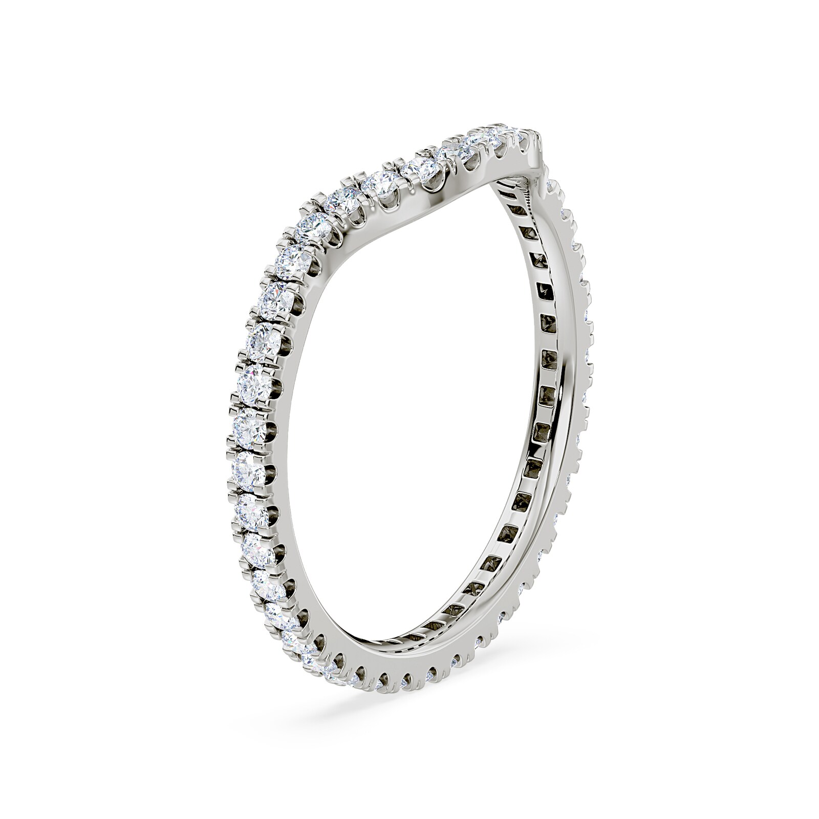 Royal Asscher Platinum Round Cut 0.48cttw Diamond Full Shaped Wedding Band