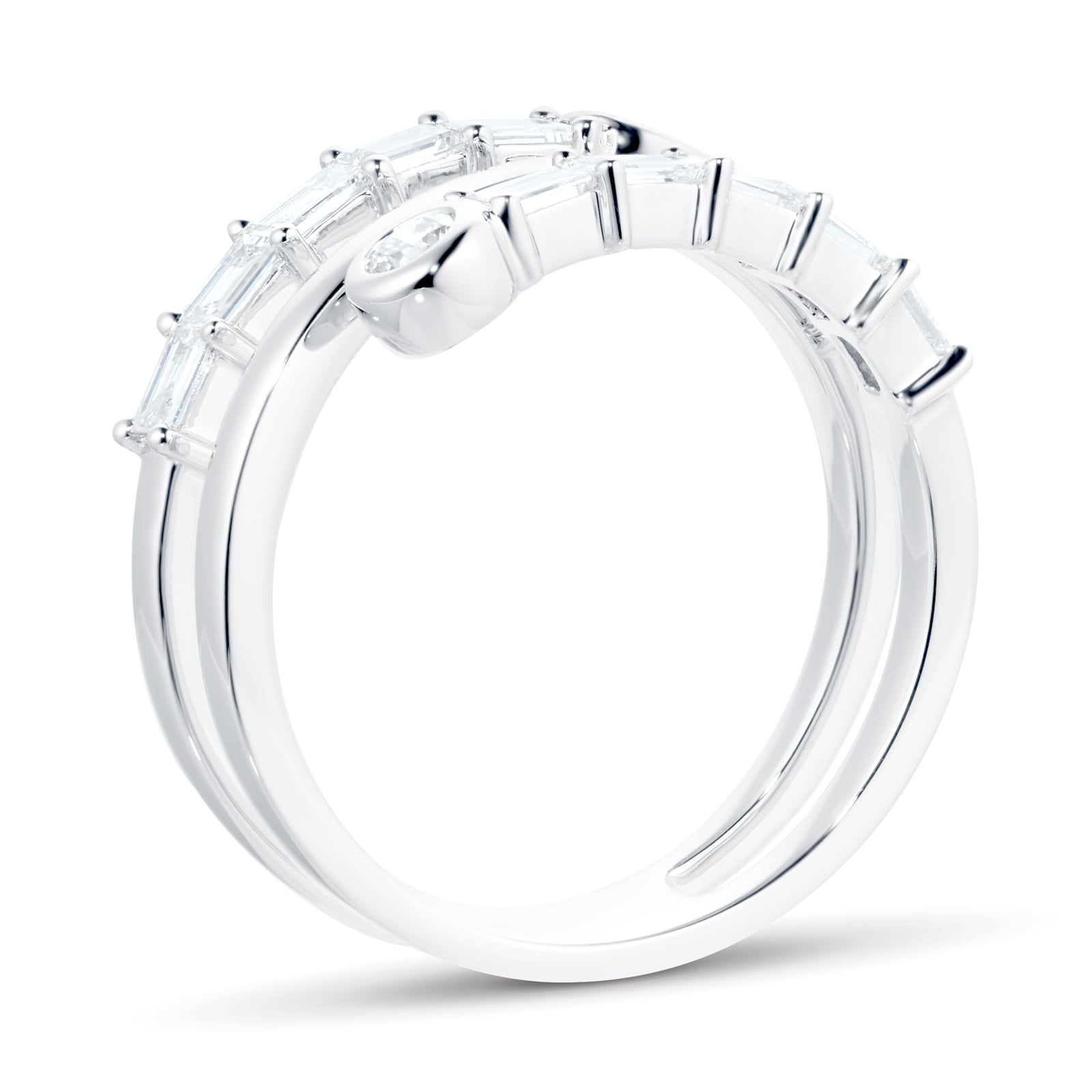 Mayors 18k White Gold 0.54cttw Diamond Geometric Arts Fashion Ring