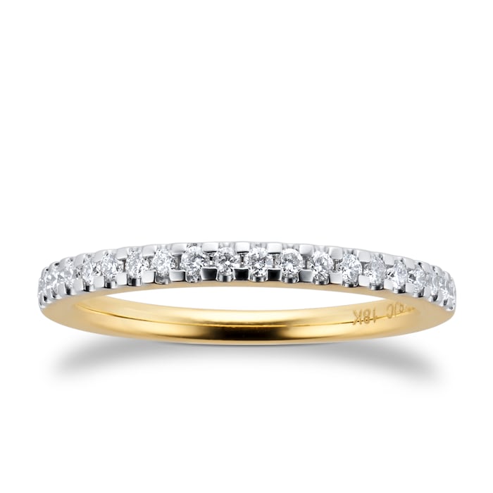 Goldsmiths Brilliant Cut 0.20 Total Carat Weight Diamond Stacking Ring In 18 Carat Yellow Gold - Ring Size K