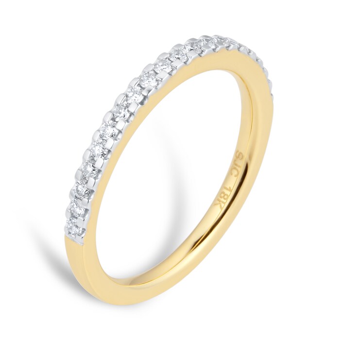 Goldsmiths Brilliant Cut 0.20 Total Carat Weight Diamond Stacking Ring In 18 Carat Yellow Gold - Ring Size K