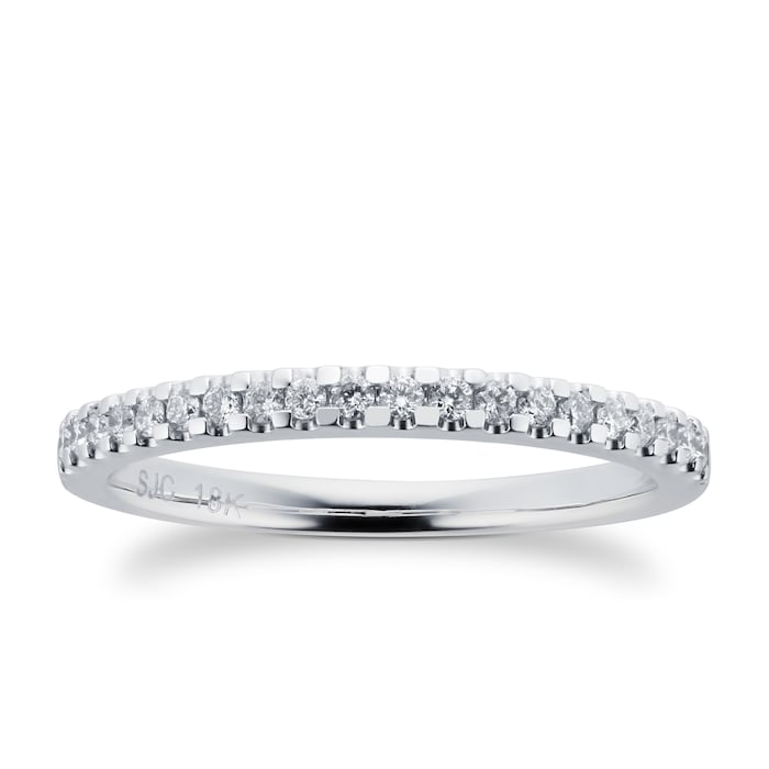 Goldsmiths Brilliant Cut 0.20 Total Carat Weight Diamond Stacking Ring In 18 Carat White Gold
