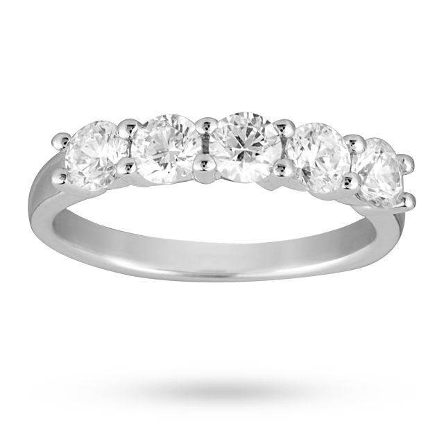 Goldsmiths 1.00 Total Carat Weight Brilliant Cut Diamond 5 Stone Ring In 18 Carat White Gold