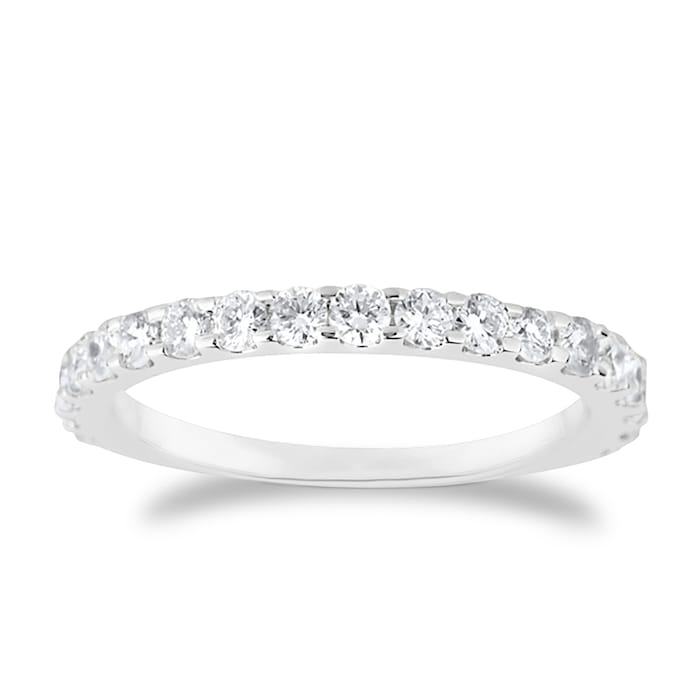 Goldsmiths Brilliant cut 0.66 carat total weight diamond half eternity ring in 9 carat white gold