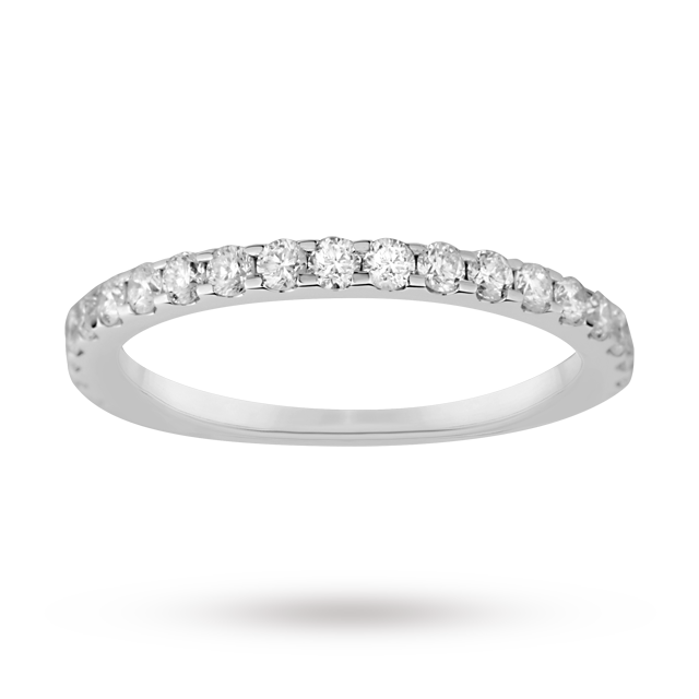 Goldsmiths Brilliant Cut 0.75 Carat Total Weight Diamond Half Eternity Ring In 9 Carat White Gold - Ring Size O