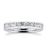 Goldsmiths Baguette And Brilliant Cut 0.50 Carat Total Weight Diamond Half Eternity Ring In 18 Carat White Gold - Ring Size J