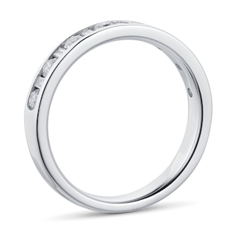 Goldsmiths Baguette And Brilliant Cut 0.50 Carat Total Weight Diamond Half Eternity Ring In 18 Carat White Gold