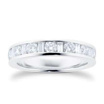 Goldsmiths Baguette And Brilliant Cut 1.00 Carat Total Weight Diamond Half Eternity Ring In 18 Carat White Gold Goldsmiths Baguette And Brilliant Cut 1.00 Carat Total Weight Diamond Half Eternity Ring In 18 Carat White Gold