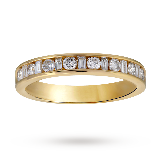 Goldsmiths Baguette And Brilliant Cut 0.50 Carat Total Weight Diamond Half Eternity Ring In 18 Carat Yellow Gold Goldsmiths Baguette And Brilliant Cut 0.50 Carat Total Weight Diamond Half Eternity Ring In 18 Carat Yellow Gold