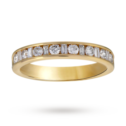 06501712 - Baguette And Brilliant Cut 0.50 Carat Total Weight Diamond Half Eternity Ring In 18 Carat Yellow Gold