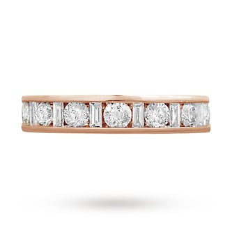 Best Luxury 
Baguette And Brilliant Cut 1.00 Carat Total Weight Diamond Half Eternity Ring In 18 Carat Yellow Gold