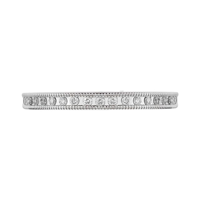 Goldsmiths Brilliant Cut 0.15 Carat Total Weight Diamond Set Milgrain Half Eternity Ring In 9 Carat White Gold