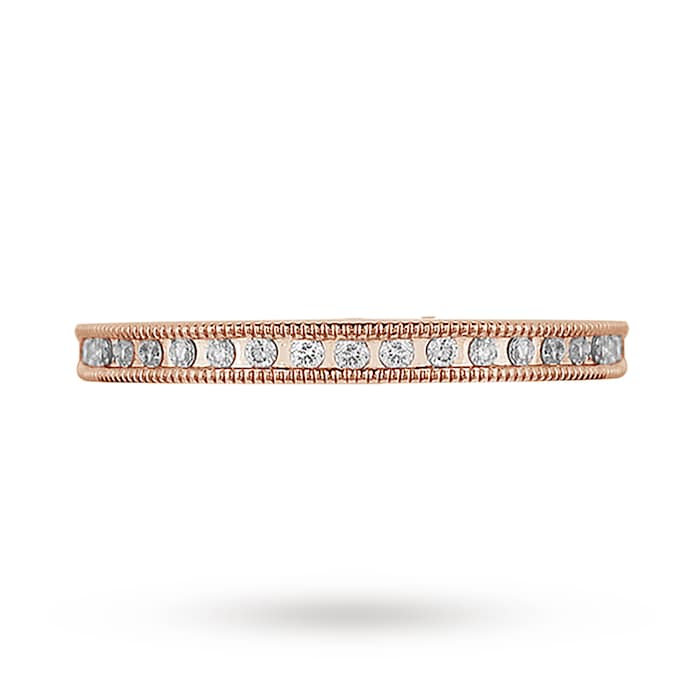 Goldsmiths Brilliant Cut 0.20 Carat Total Weight Diamond Set Milgrain Half Eternity Ring In 9 Carat White Gold