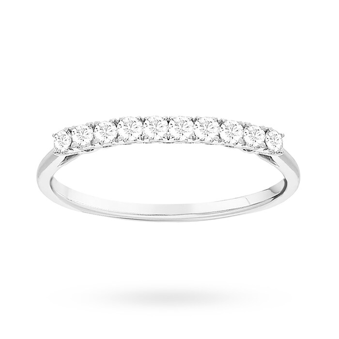 Goldsmiths Brilliant Cut 0.25 Carat Claw Set Half Eternity Ring in 18 Carat White Gold