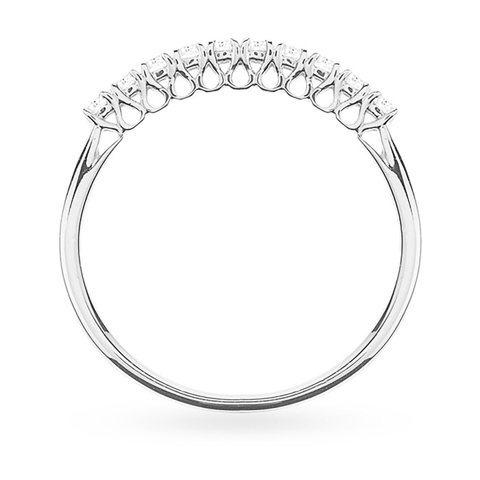 Goldsmiths Brilliant Cut 0.25 Carat Claw Set Half Eternity Ring in 18 Carat White Gold - Ring Size J