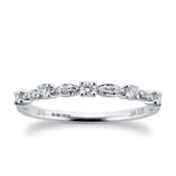 Goldsmiths Brilliant And Marquise Cut Diamond Half Eternity Ring In 9 Carat White Gold - Ring Size K