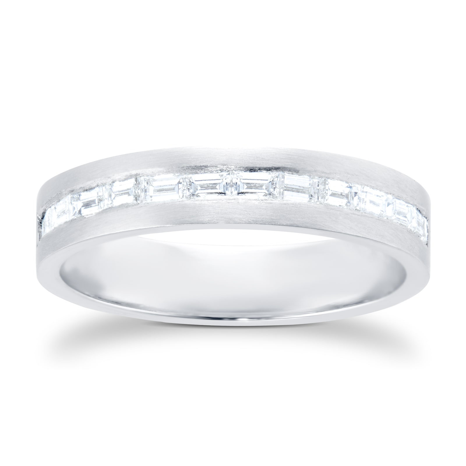 Platinum Baguette Cut Diamond Channel Set Eternity Ring - Ring Size M.5