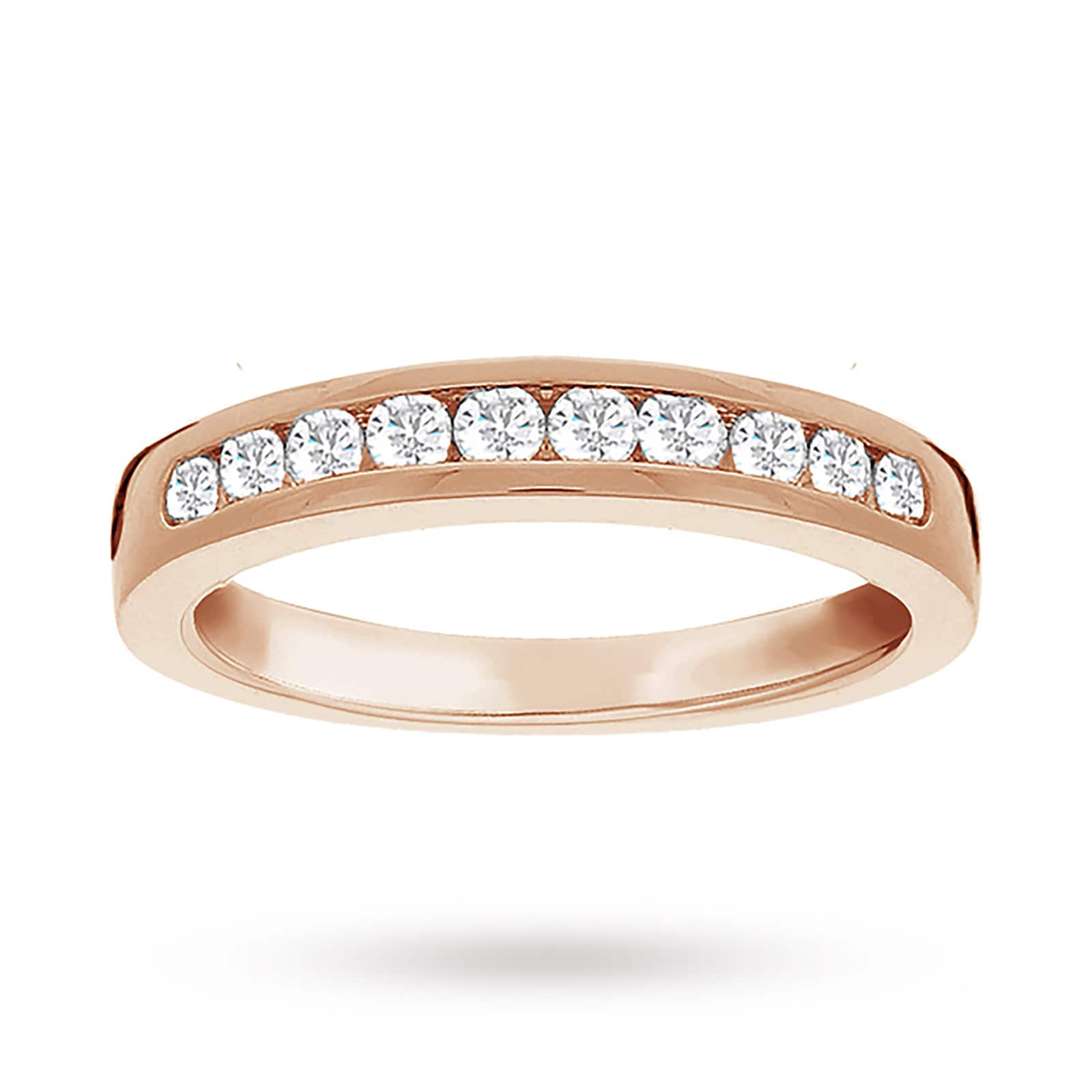 Brilliant Cut 0.50 Carat Channel Set Half Eternity Ring In 18 Carat Rose Gold - Ring Size J