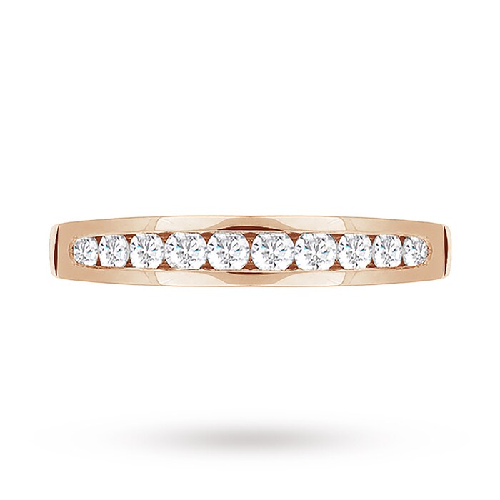 Goldsmiths Brilliant Cut 0.50 Carat Channel Set Half Eternity Ring In 18 Carat Rose Gold - Ring Size K