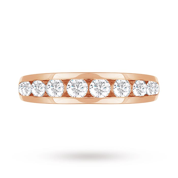 Goldsmiths Brilliant Cut 1.00 Carat Channel Set Half Eternity Ring In 18 Carat Rose Gold