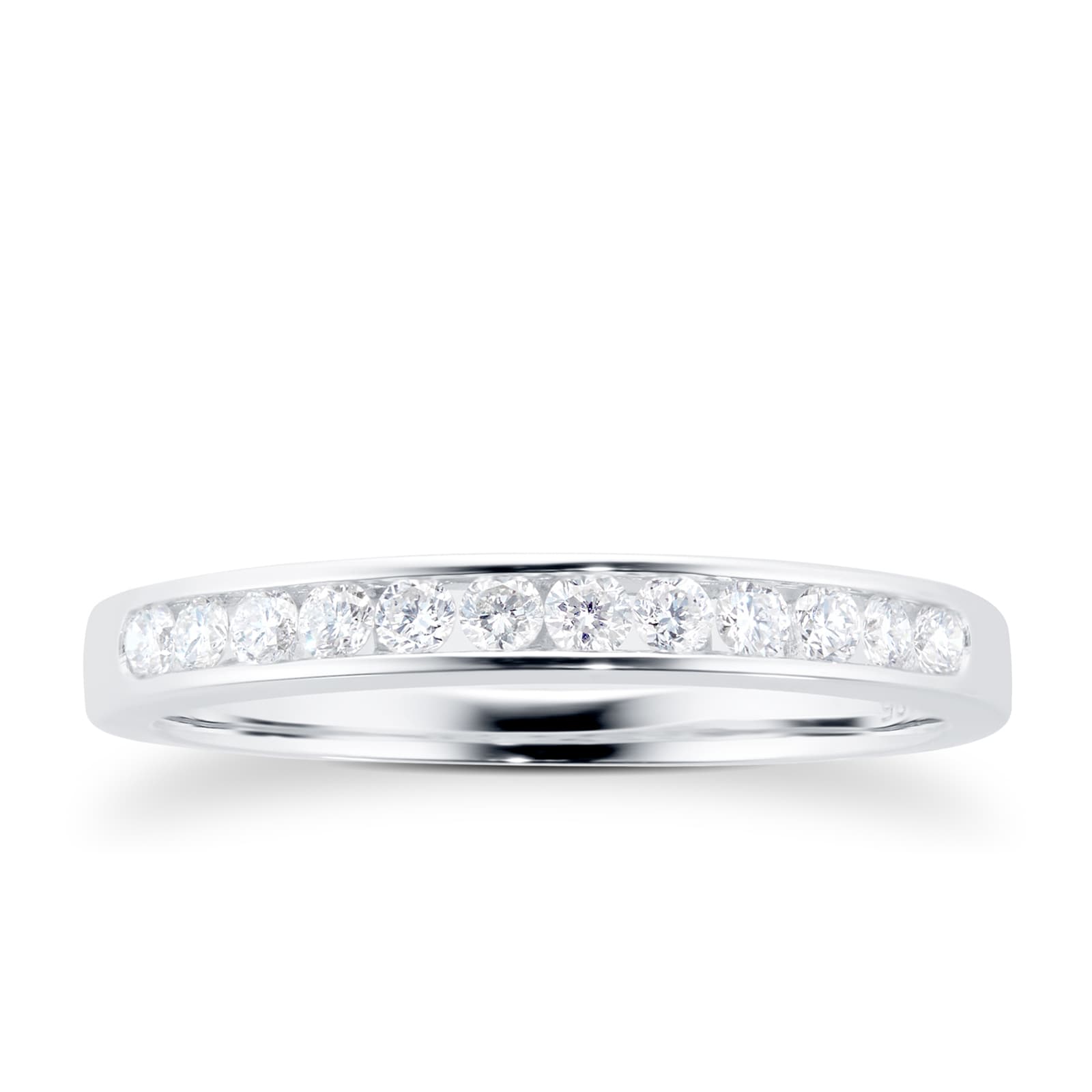 Brilliant Cut 0.25ct Channel Set Half Eternity Ring In 9ct White Gold - Ring Size N