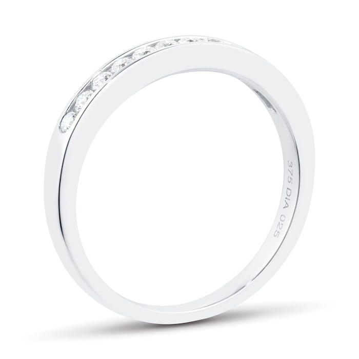 Goldsmiths Brilliant Cut 0.25ct Channel Set Half Eternity Ring In 9ct White Gold - Ring Size J