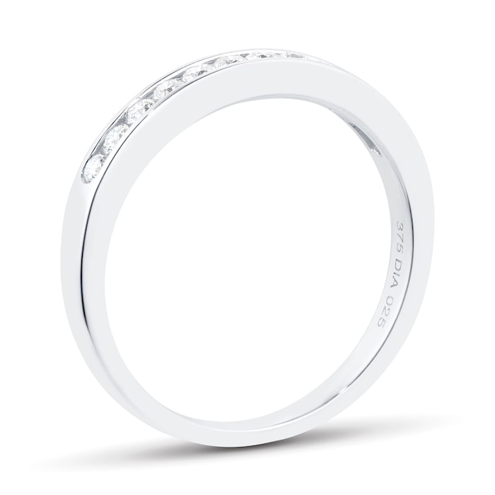 Goldsmiths Brilliant Cut 0.25ct Channel Set Half Eternity Ring In 9ct White Gold - Ring Size K