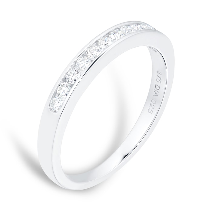 Goldsmiths Brilliant Cut 0.25ct Channel Set Half Eternity Ring In 9ct White Gold - Ring Size J