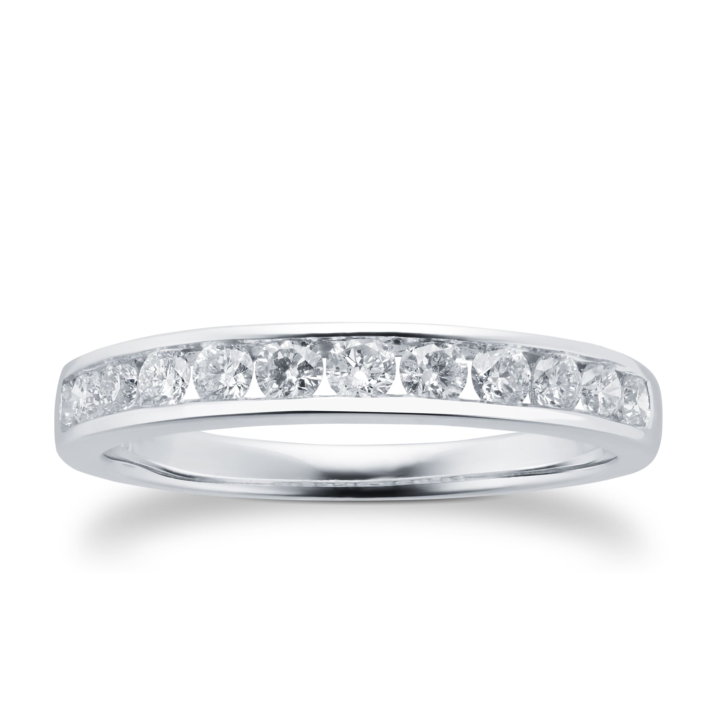 Brilliant Cut 0.50ct Channel Set Half Eternity Ring In 9ct White Gold - Ring Size J