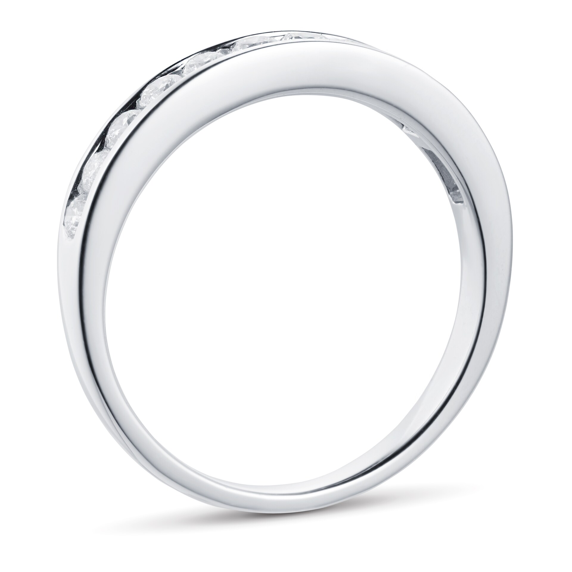 Goldsmiths Brilliant Cut 0.50ct Channel Set Half Eternity Ring In 9ct White Gold Goldsmiths Brilliant Cut 0.50ct Channel Set Half Eternity Ring In 9ct White Gold