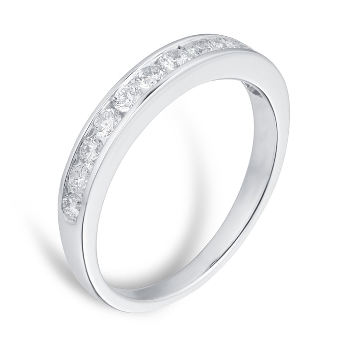Goldsmiths Brilliant Cut 0.50ct Channel Set Half Eternity Ring In 9ct White Gold - Ring Size J