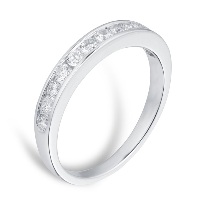 Goldsmiths Brilliant Cut 0.50ct Channel Set Half Eternity Ring In 9ct White Gold - Ring Size K