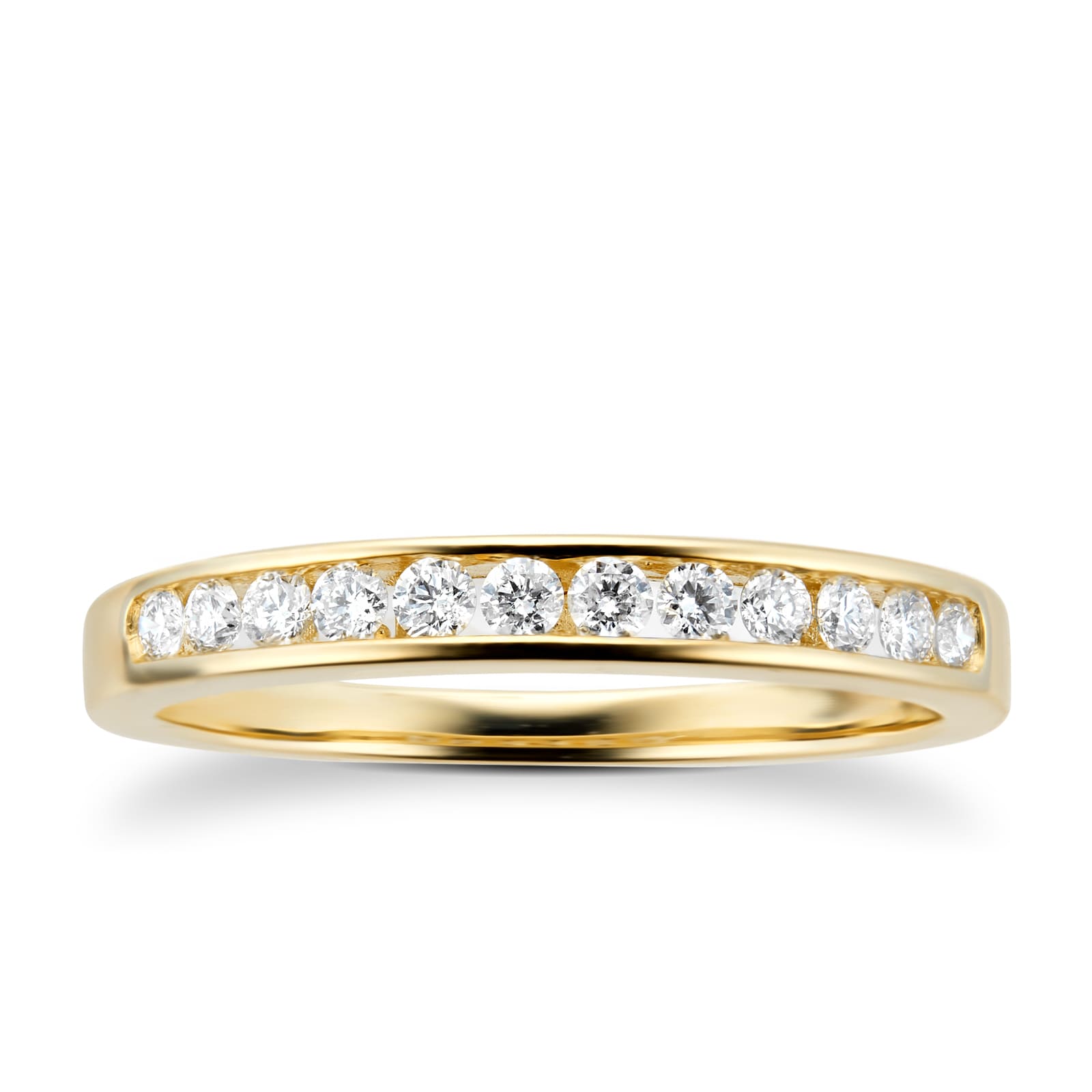 Brilliant Cut 0.25ct Channel Set Half Eternity Ring In 9ct Yellow Gold - Ring Size P