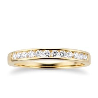 Goldsmiths Brilliant Cut 0.25ct Channel Set Half Eternity Ring In 9ct Yellow Gold Goldsmiths Brilliant Cut 0.25ct Channel Set Half Eternity Ring In 9ct Yellow Gold