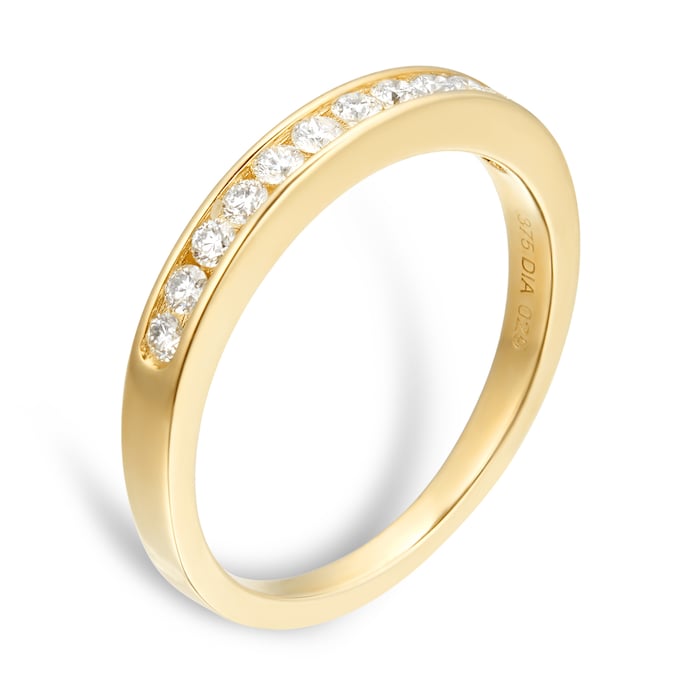 Goldsmiths Brilliant Cut 0.25ct Channel Set Half Eternity Ring In 9ct Yellow Gold - Ring Size J