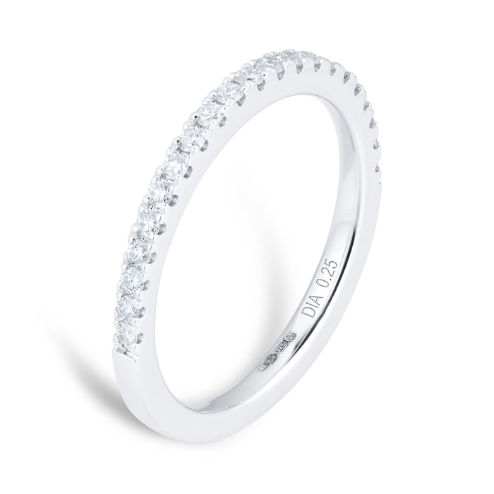 Goldsmiths 9ct White Gold Claw Set Skinny 0.25ct Diamond Ring - Ring Size J