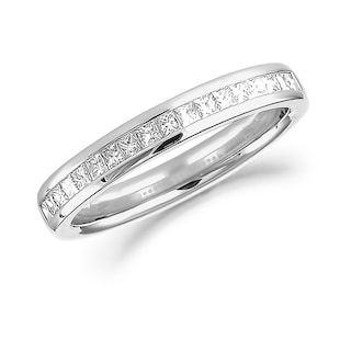 Mappin & Webb Platinum 0.30ct Princess Cut Channel Set Half Eternity Ring
