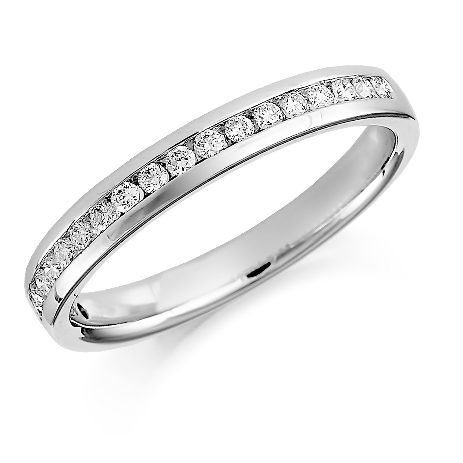 Platinum 0.20ct Round Brilliant Cut Channel Set Half Eternity Ring - Ring Size N
