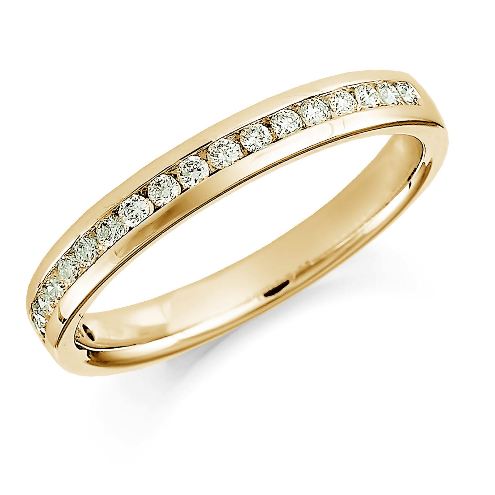 18ct Yellow Gold 0.20ct Round Brilliant Cut Channel Set Half Eternity Ring - Ring Size K