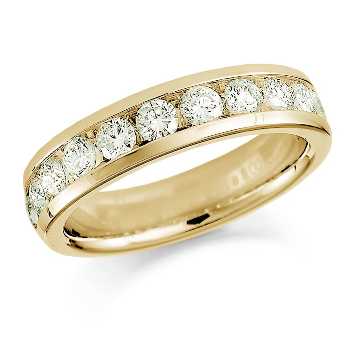 Mappin & Webb 18ct Yellow Gold 1.00ct Round Brilliant Cut Channel Set Half Eternity Ring