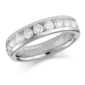 Mappin & Webb Platinum 1.00ct Round Brilliant Cut Channel Set Half Eternity Ring
